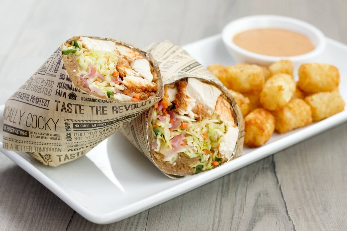 Organic Coup Chicken Wrap with Tots and Dipping Sauce