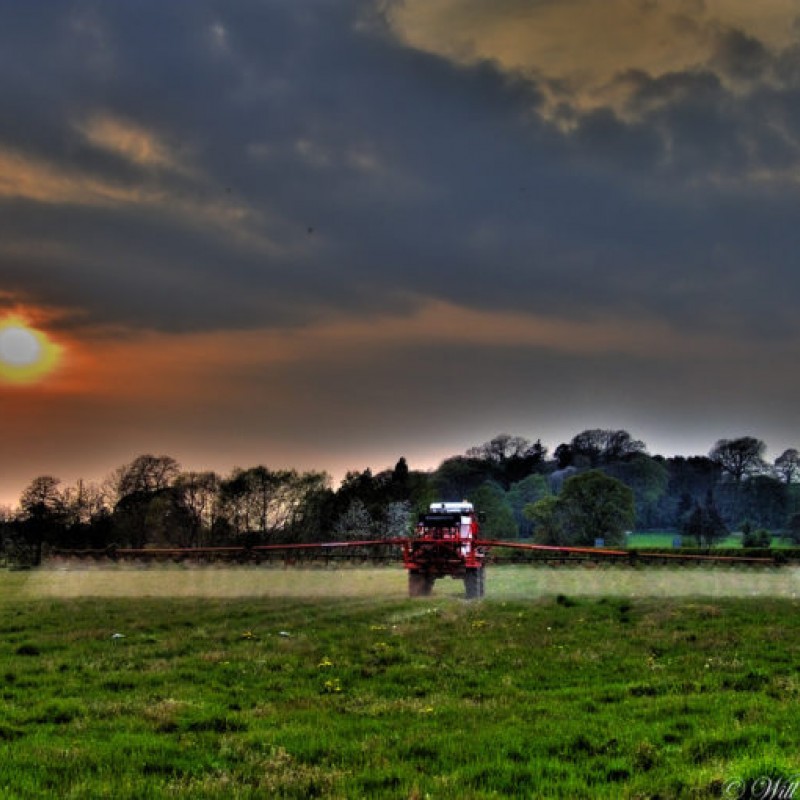 A tractor in a field